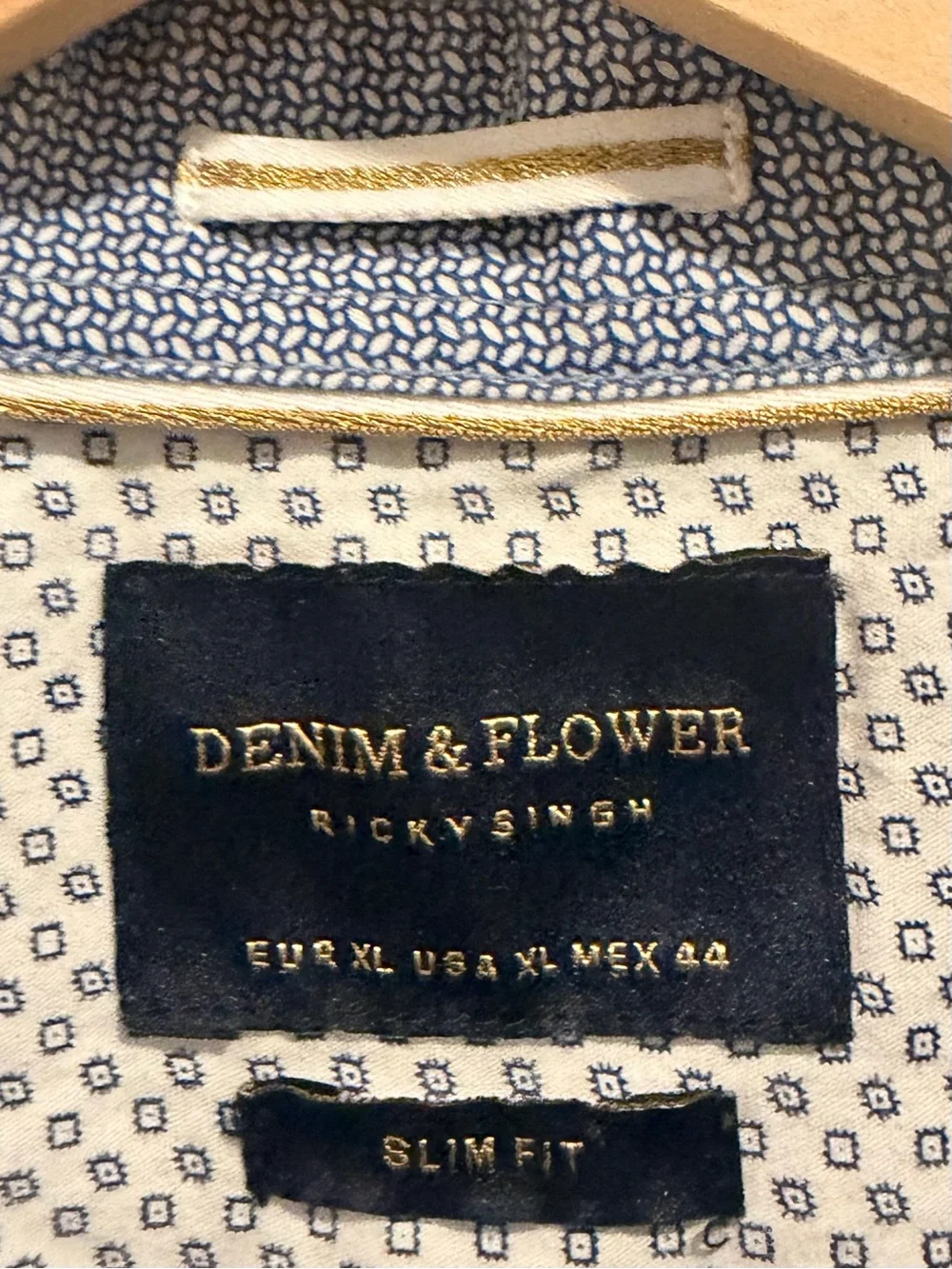 Denim & Flower Ricky Singh Light Blue Polka Dot Button Down Shirt Men’s XL Slim